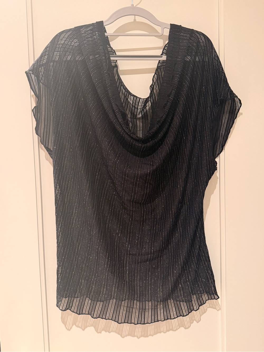 SHEIN Black Sheer Cowl Neck Blouse